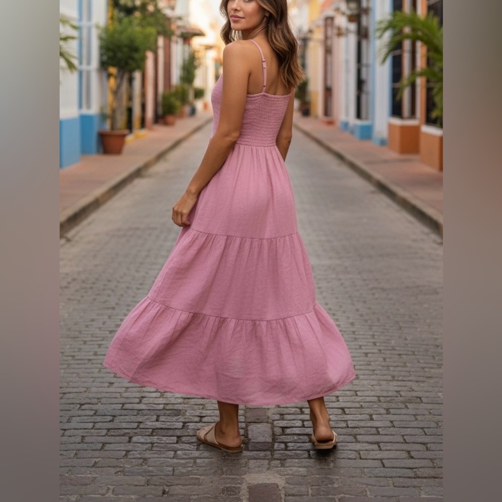 Splendid Womens Myla Linen Blend
Tiered Midi Dress - Picture 2 of 6